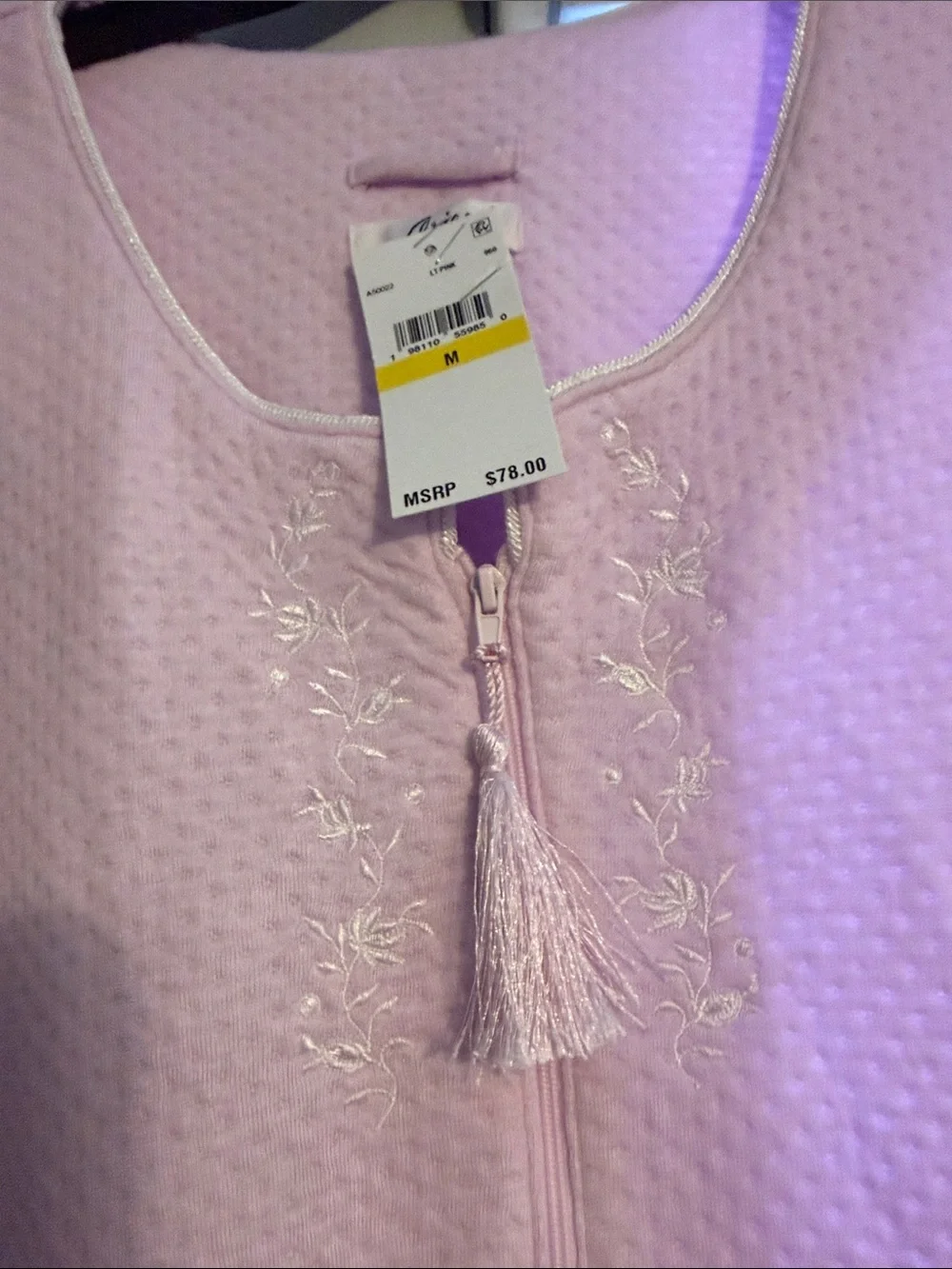 Alfred Dunner Pink Quilted Long Kids' Pajama Robe with Tassel